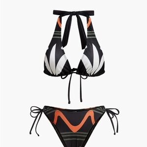 Commense Black and Orange Bikini Swimwear Small NWT